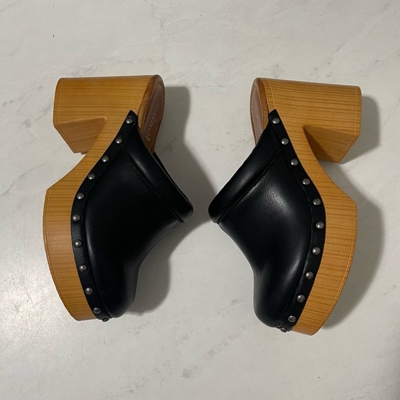 Altar’d State Black Tan Faux Leather Studded Clogs Size 7 Boho Festival Western - Picture 4 of 7